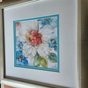 framed art print multicolor flowers floral wall art gold framed  signedAudit.